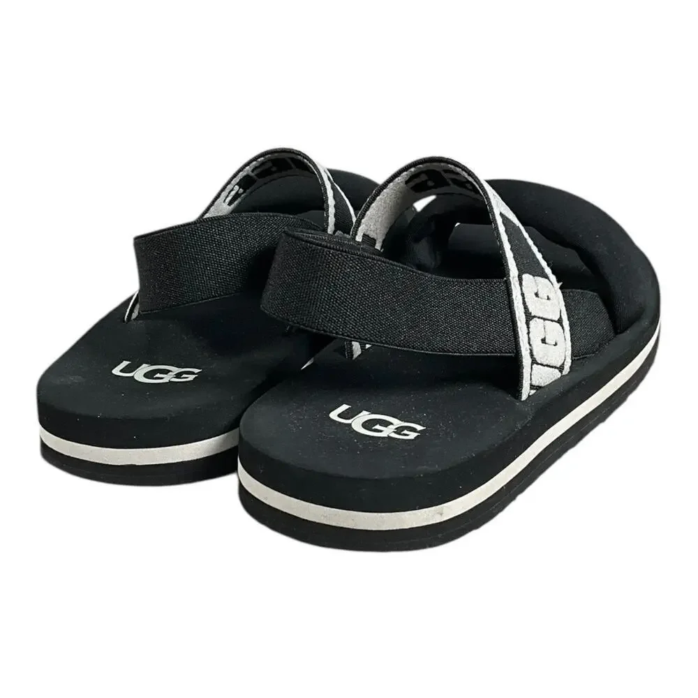 UGG Kids Kazuma Sling Sandals Size 13 Black & White Excellent Condition Summer